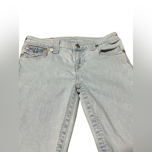 Womens True Religion Jeans Halle Light Blue Denim with Pink Stitching Size 28 - Picture 7 of 16